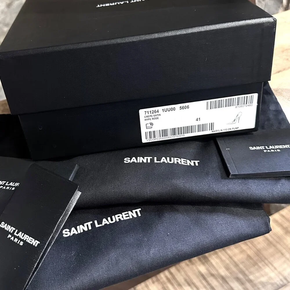 Saint Laurent Hot Pink Satin Marylin 110 Pumps - Picture 11 of 11